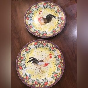 VTG American Atelier Set 2 Salad Plates Rooster Design" Petite Provence 5074 EUC